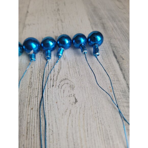 Vintage blue ball branch pick ornament mercury glass Xmas - Picture 6 of 13